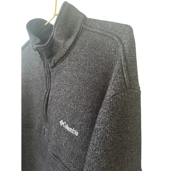 Columbia Mens‎ Black Gray Quarter Zip Mock Neck Kangaroo Pocket Casual Cozy XL - Picture 4 of 11